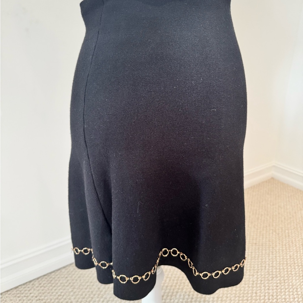 Zara Black Mini Skirt with Gold Chain Detail